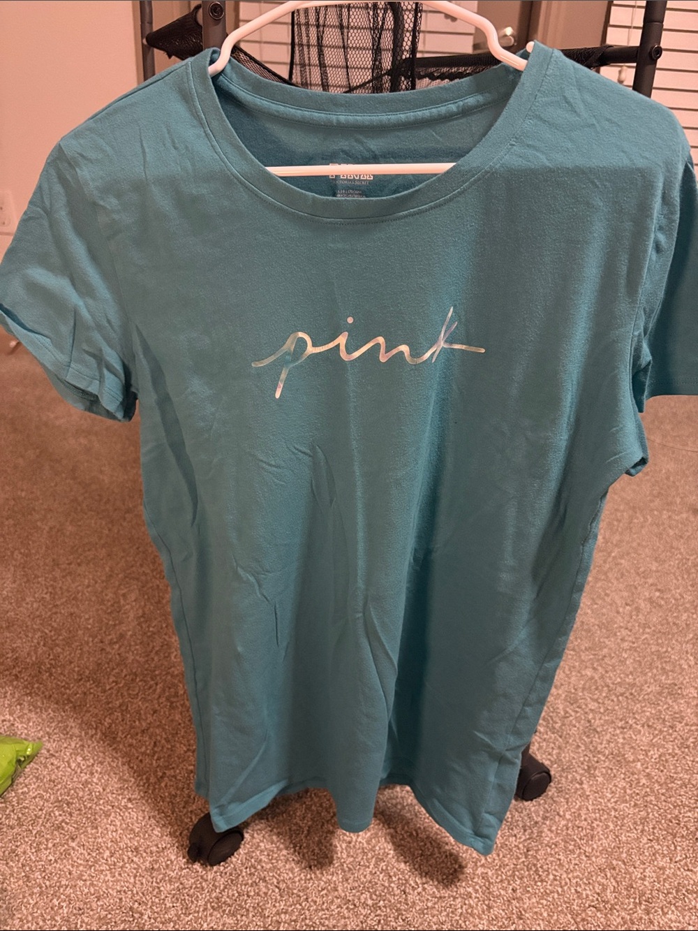 PINK Victoria's Secret Teal Short-Sleeve Logo Tee